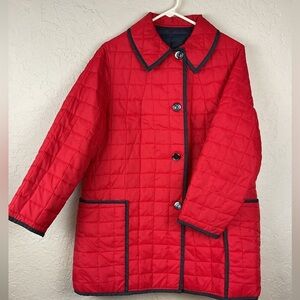 White Bear of St. Paul Vintage Quilted Red Navy Blue Button Down Jacket